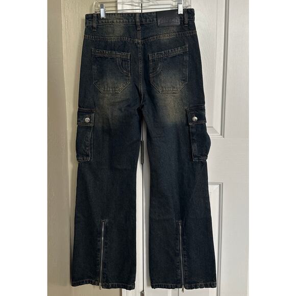 Ditch Baggy Straight Fit Zipper Cargo Jeans 30x30 - Picture 3 of 8